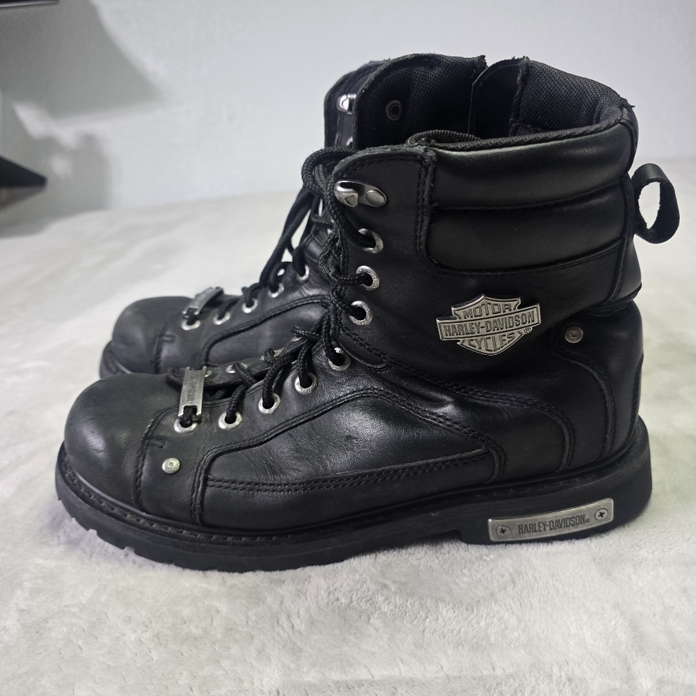 Harley-Davidson Boots Abercorn Sz 11W Leather Biker Motorcycle Side Zipper Black